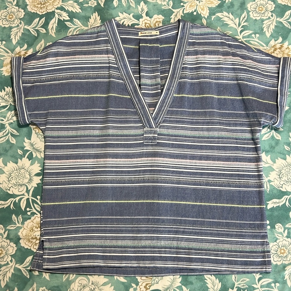 Marine Layer Cap-Sleeve V-Neck Top